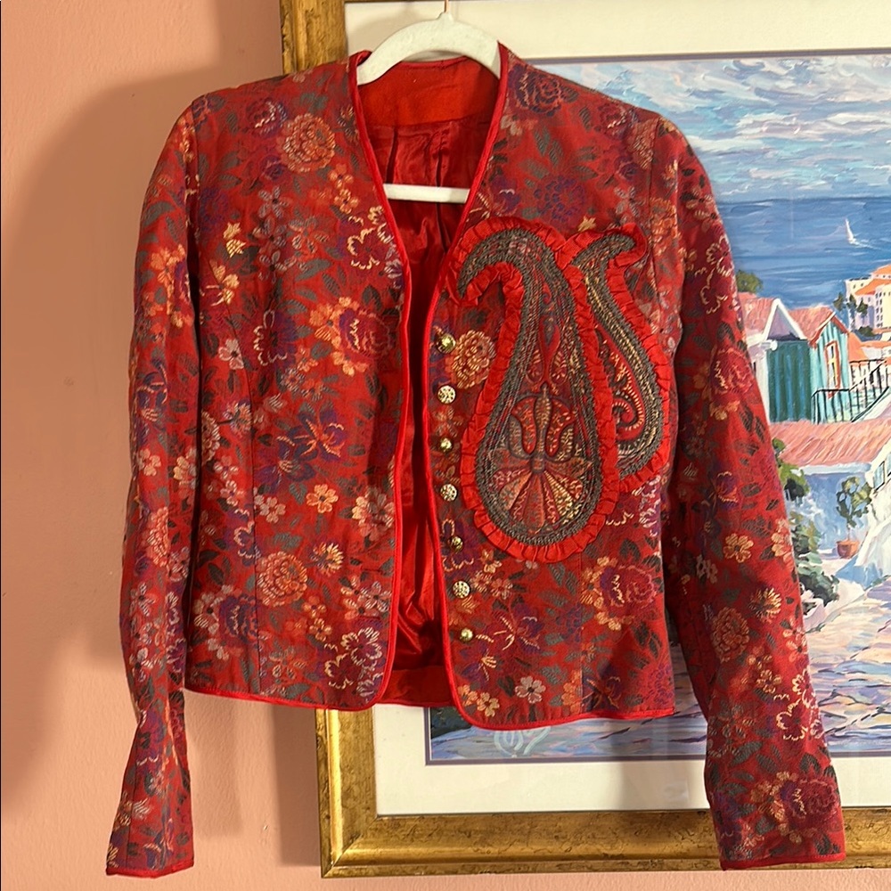Vintage Red Embroidered Jacket